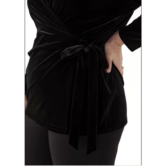 Anne Klein Black Velour Velvet Wrap Top Plus Size 0X Whimsigoth Dark Romance $89 - Picture 4 of 10